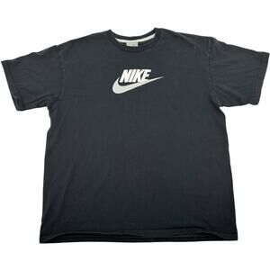 Vintage y2k Men's Black White Nike Logo Swoosh T Shirt Sz Large W/ Silver Tag